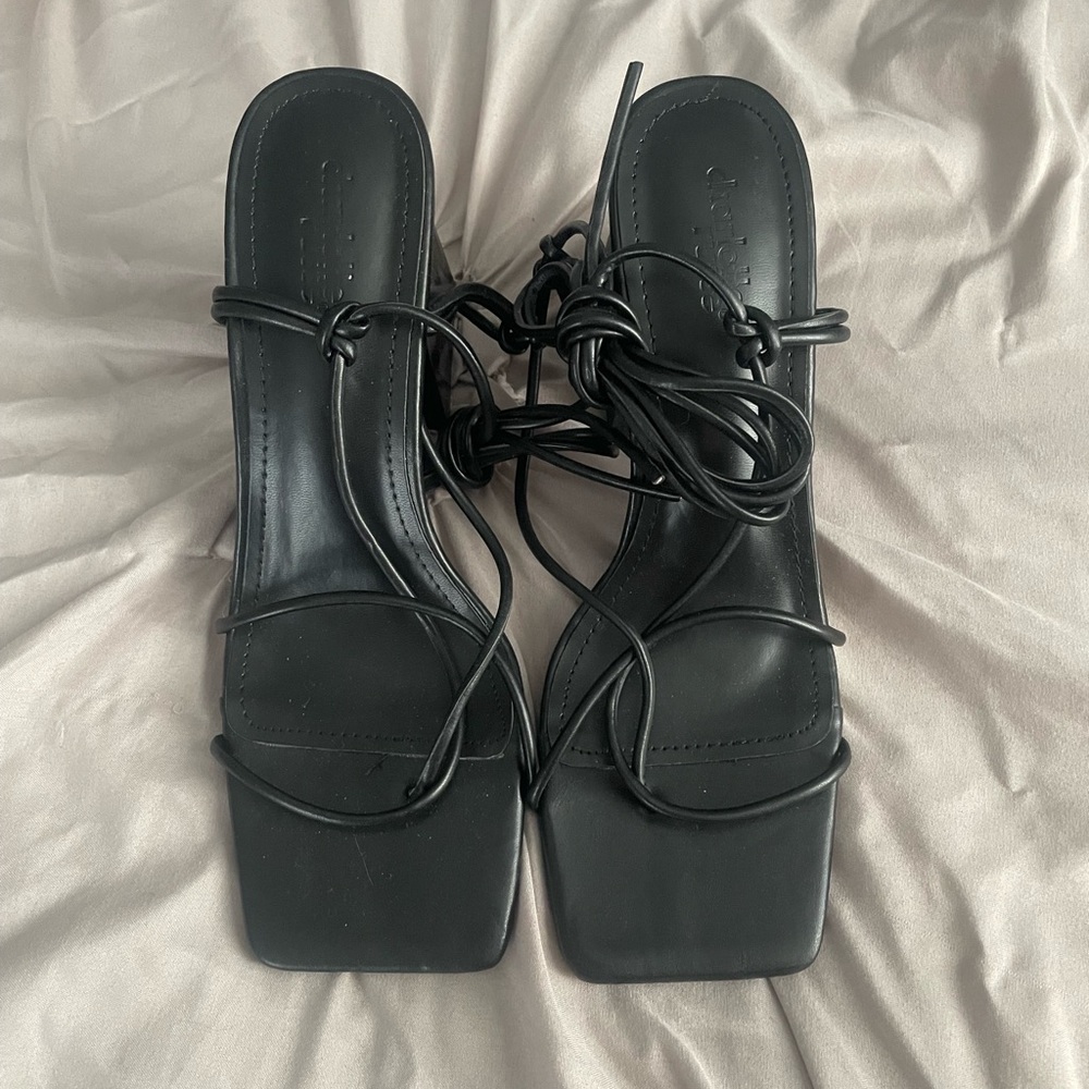 NWT black strappy heel